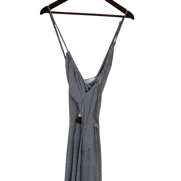 PatBO Lurex Cutout Silver Halter Ruched dress SZ 10 (U.S) NWT - Picture 3 of 9